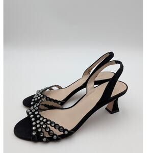 Pelle Moda Felice Low Heel Sandals Open Toe Women's Black Size US7M EU37.5